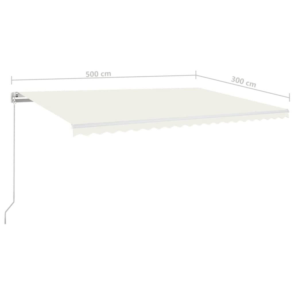 Τέντα Συρόμενη Χειροκίνητη Κρεμ 500 x 300 εκ. - Pakobazaar