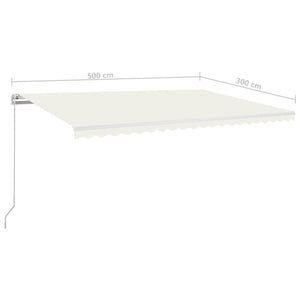 Τέντα Συρόμενη Χειροκίνητη Κρεμ 500 x 300 εκ. - Pakobazaar