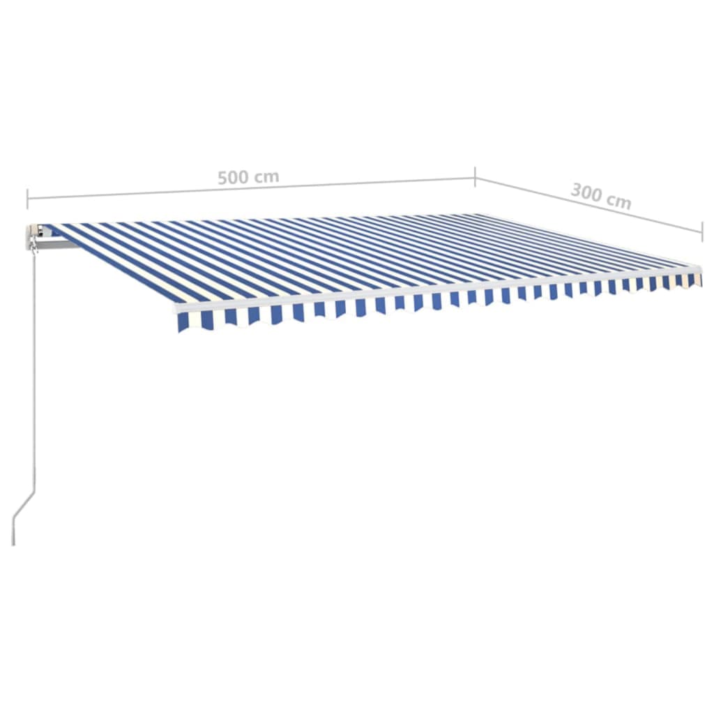 Τέντα Συρόμενη Χειροκίνητη με LED Μπλε / Λευκό 500 x 300 εκ.
