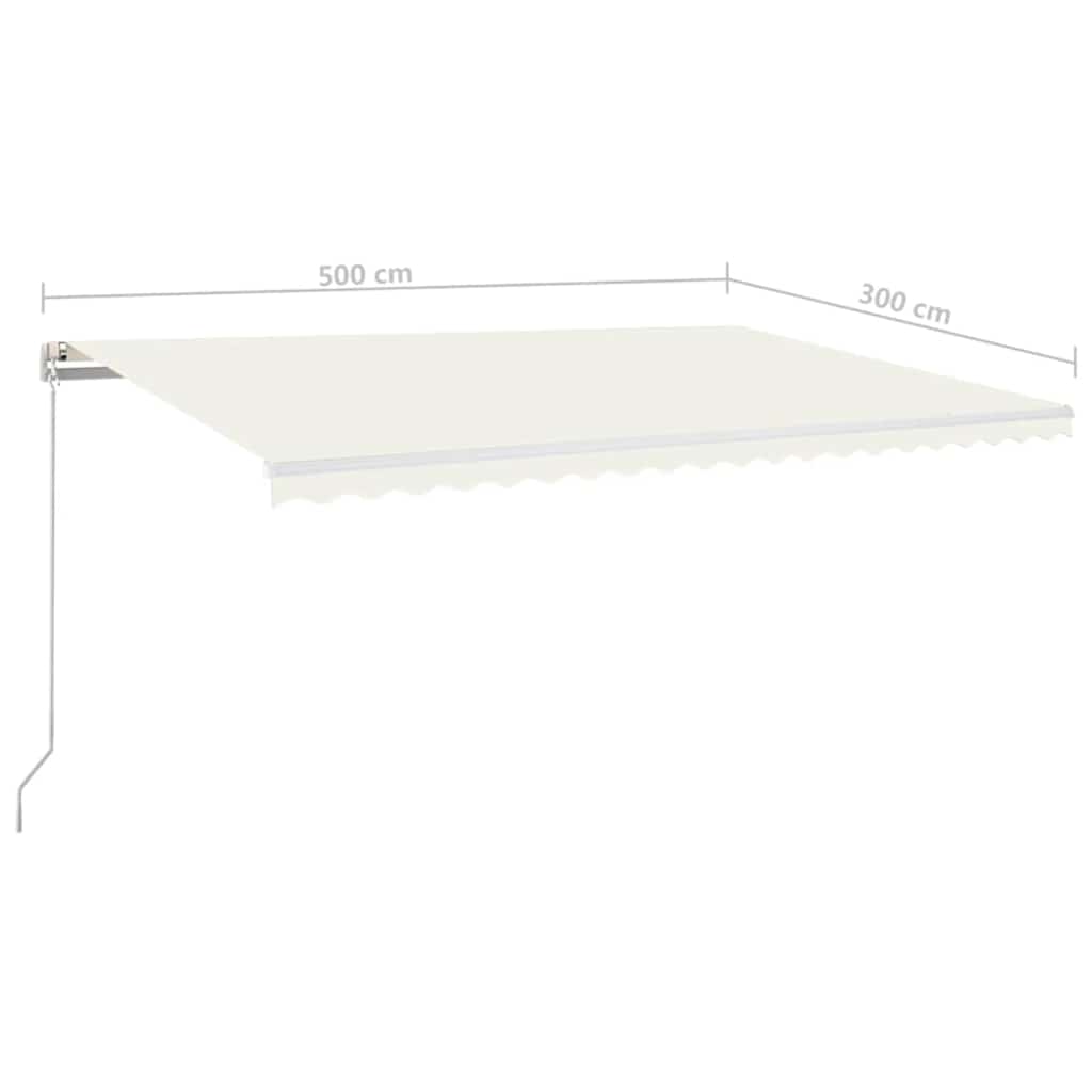 Τέντα Συρόμενη Χειροκίνητη με LED Κρεμ 500 x 300 εκ. - Pakobazaar