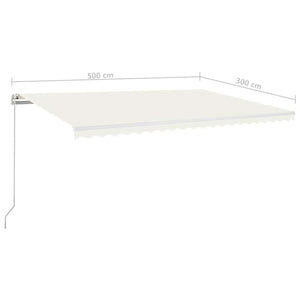 Τέντα Συρόμενη Χειροκίνητη με LED Κρεμ 500 x 300 εκ. - Pakobazaar