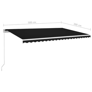 Τέντα Συρόμενη Χειροκίνητη με LED Ανθρακί 500 x 300 εκ. - PAKOBAZAAR