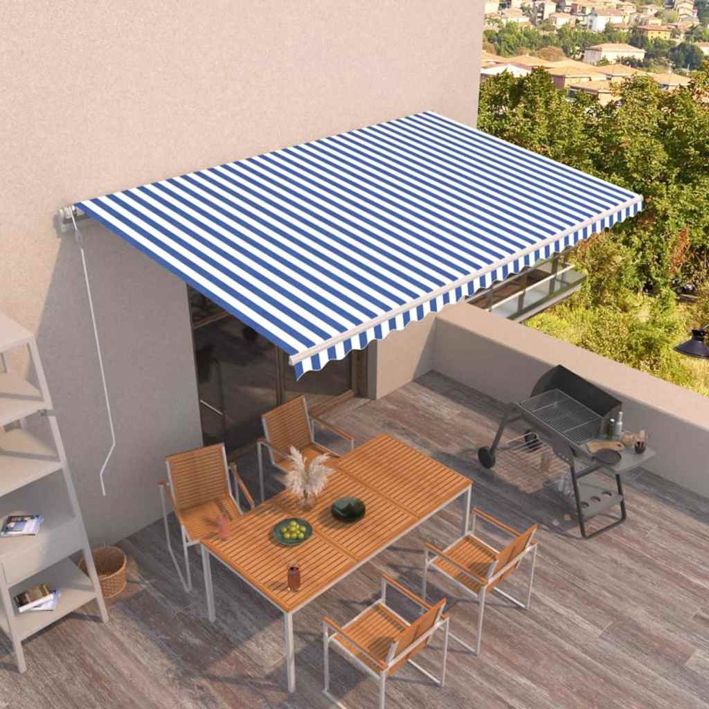 Τέντα Συρόμενη Αυτόματη Μπλε / Λευκό 500x300 εκ.