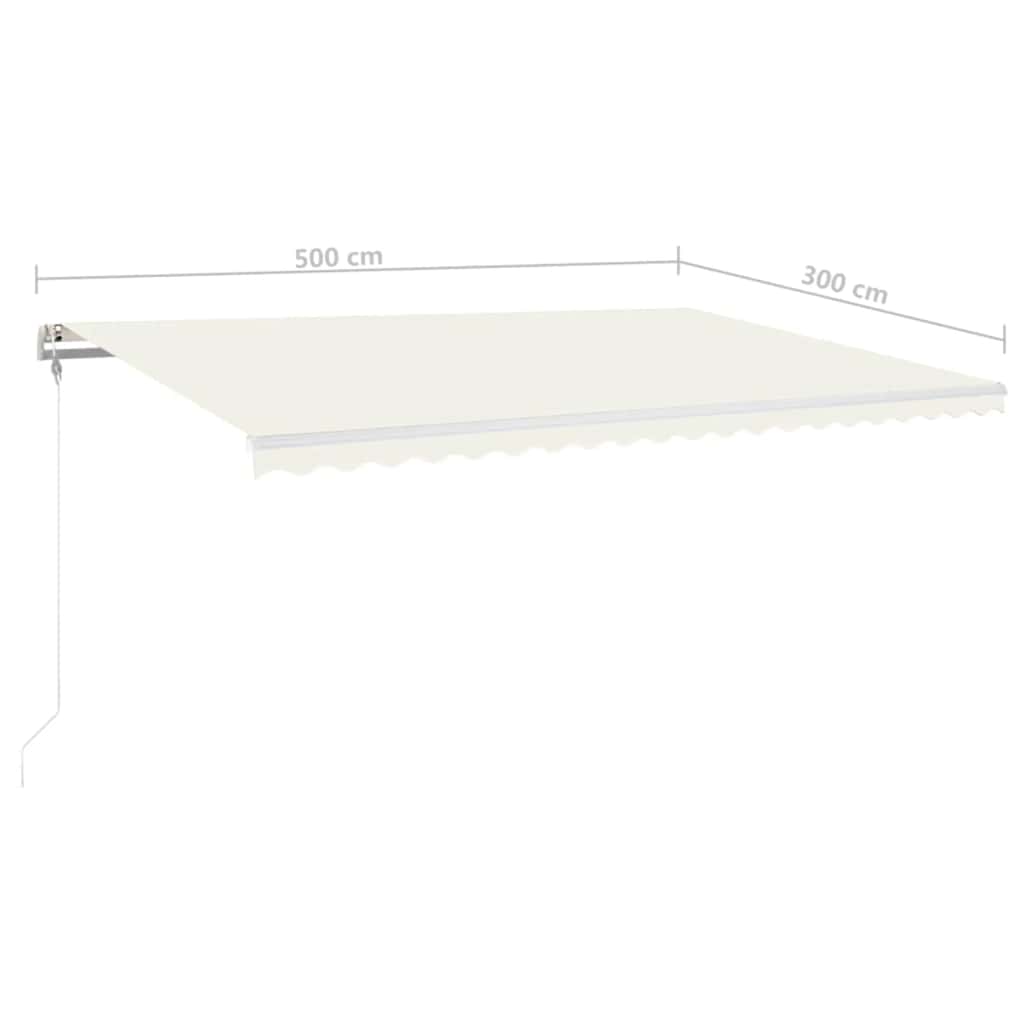 Τέντα Αυτόματη με LED & Αισθητήρα Ανέμου Κρεμ 500 x 300 εκ. - Pakobazaar