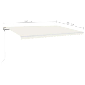 Τέντα Αυτόματη με LED & Αισθητήρα Ανέμου Κρεμ 500 x 300 εκ. - Pakobazaar