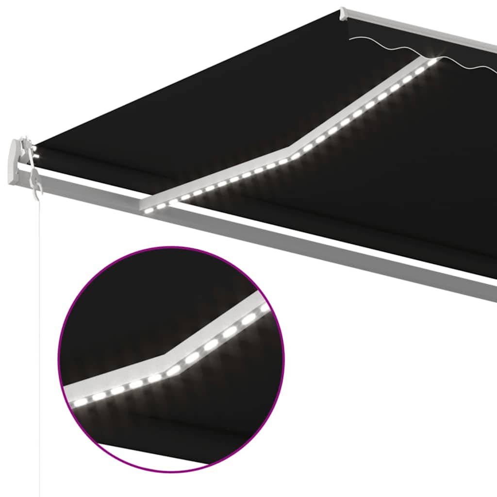 Τέντα Αυτόματη με LED & Αισθητήρα Ανέμου Ανθρακί 500x300 εκ. - PAKOBAZAAR