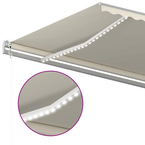 Τέντα Αυτόματη με LED & Αισθητήρα Ανέμου Κρεμ 600 x 300 εκ. - Pakobazaar