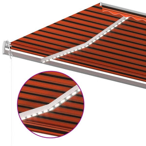 Τέντα Αυτόματη με LED&Αισθητ. Ανέμου Πορτοκαλί/Καφέ 600x300 εκ. - PAKOBAZAAR