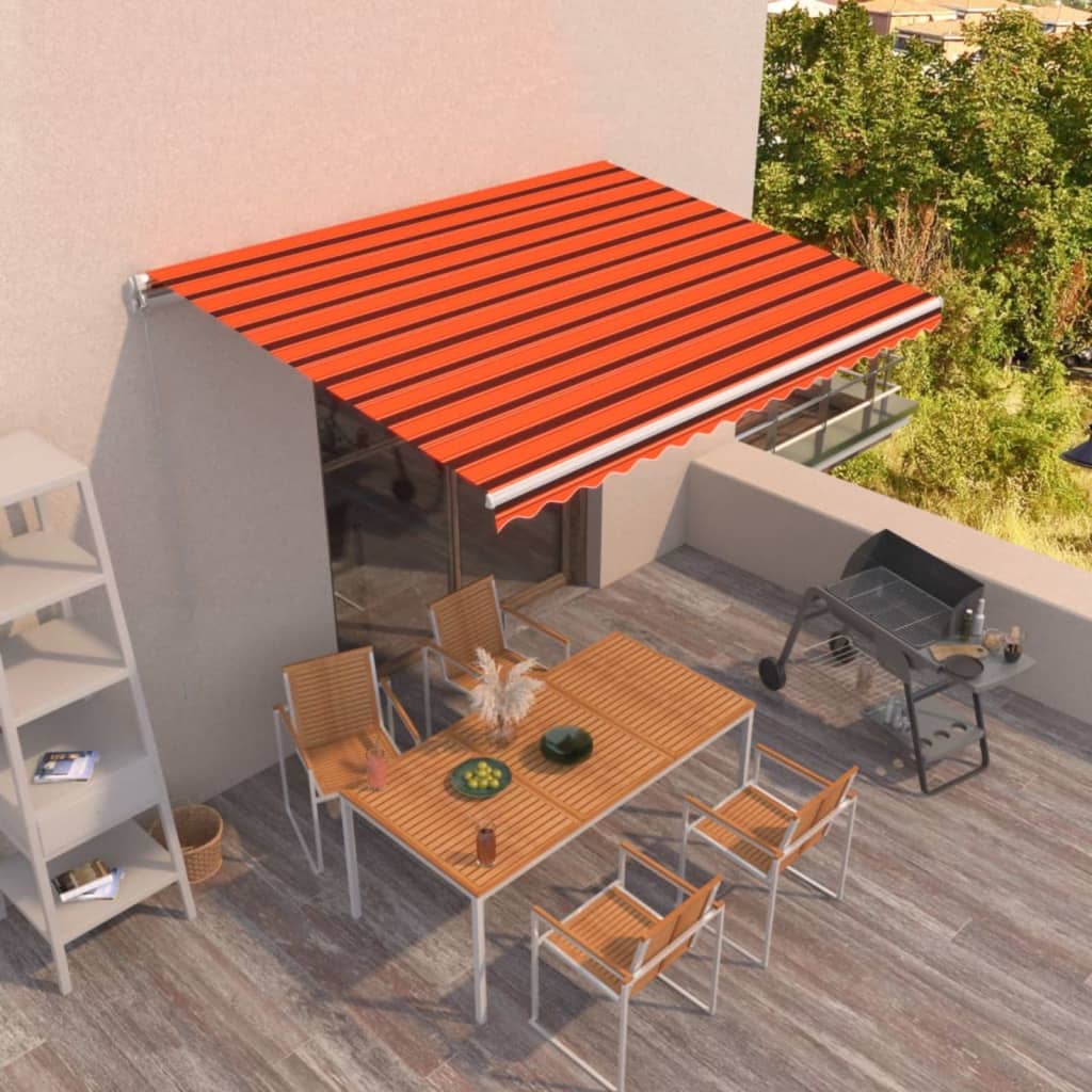 Τέντα Συρόμενη Χειροκίνητη Πορτοκαλί & Καφέ 400 x 350 εκ. - Pakobazaar