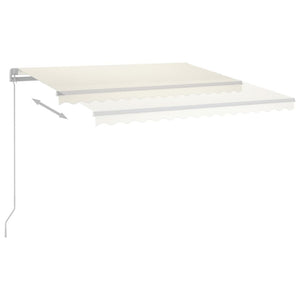 Τέντα Συρόμενη Χειροκίνητη με LED Κρεμ 400 x 350 εκ. - PAKOBAZAAR