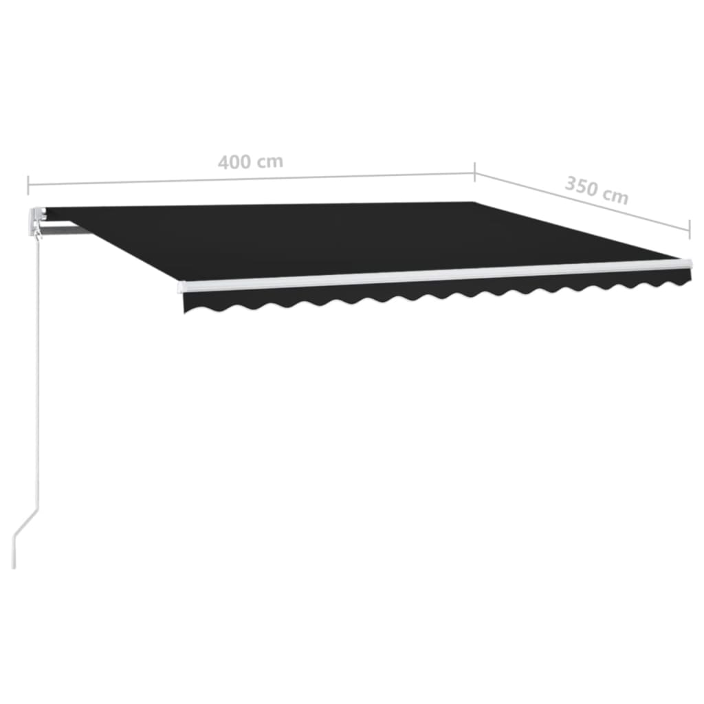 Τέντα Συρόμενη Χειροκίνητη με LED Ανθρακί 400 x 350 εκ. - Pakobazaar