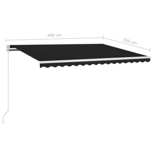 Τέντα Συρόμενη Χειροκίνητη με LED Ανθρακί 400 x 350 εκ. - Pakobazaar