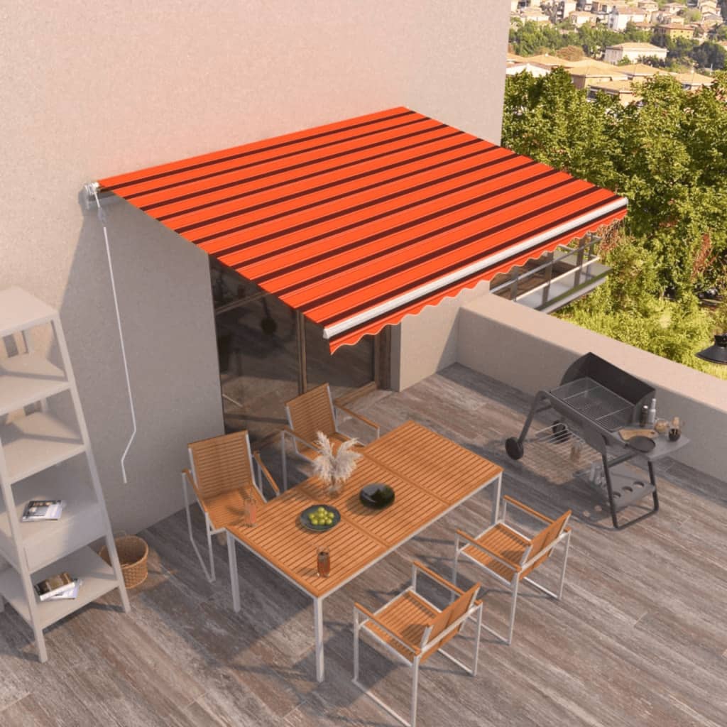 Τέντα Συρόμενη Αυτόματη Πορτοκαλί / Καφέ 400 x 350 εκ. - Pakobazaar