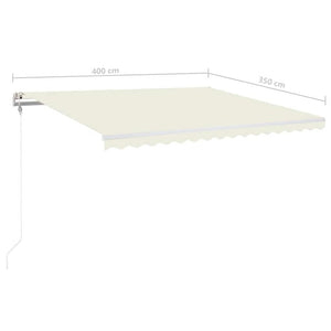 Τέντα Αυτόματη με LED & Αισθητήρα Ανέμου Κρεμ 400x350 εκ. - Pakobazaar