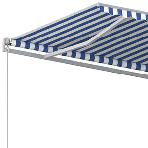 Τέντα Συρόμενη Χειροκίνητη Μπλε / Λευκό 450 x 350 εκ. - PAKOBAZAAR