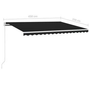 Τέντα Συρόμενη Χειροκίνητη με LED Ανθρακί 450 x 350 εκ. - Pakobazaar