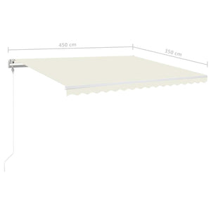 Τέντα Αυτόματη με LED & Αισθητήρα Ανέμου Κρεμ 450 x 350 εκ. - PAKOBAZAAR