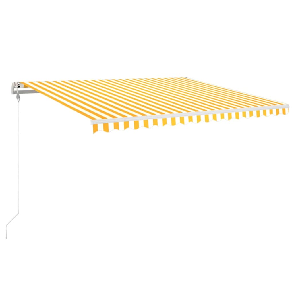 Τέντα Αυτόματη με LED & Αισθ. Ανέμου Κίτρινο/Λευκό 450x350 εκ. - Pakobazaar