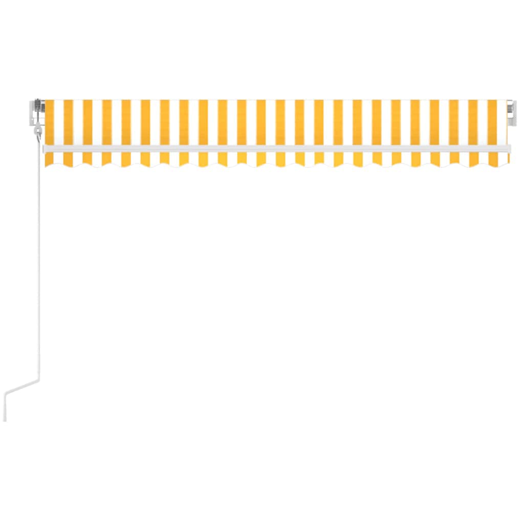 Τέντα Αυτόματη με LED & Αισθ. Ανέμου Κίτρινο/Λευκό 450x350 εκ. - Pakobazaar