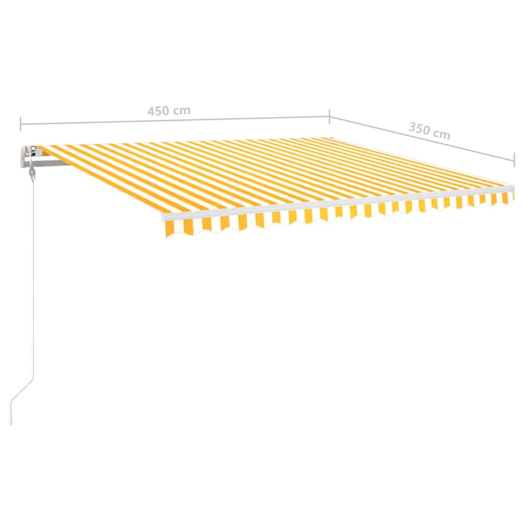 Τέντα Αυτόματη με LED & Αισθ. Ανέμου Κίτρινο/Λευκό 450x350 εκ. - Pakobazaar