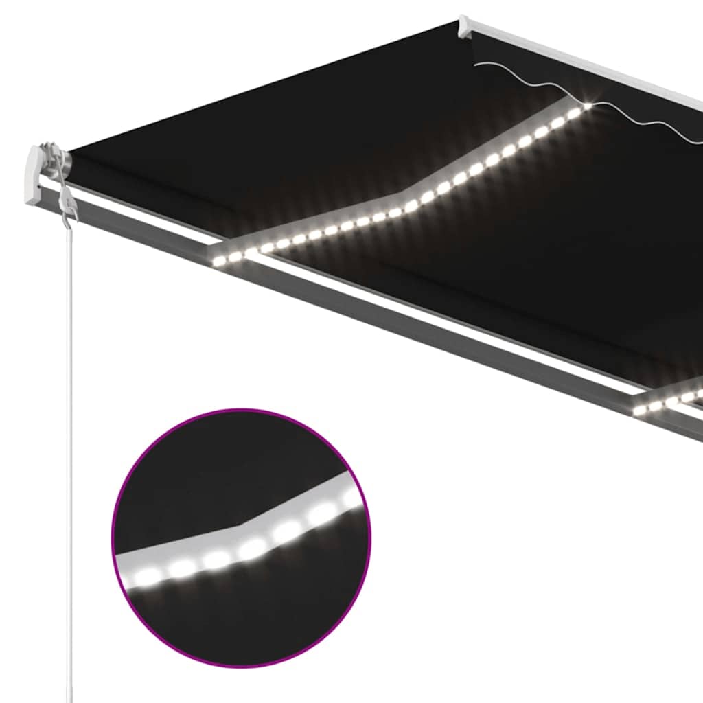 Τέντα Αυτόματη με LED & Αισθητήρα Ανέμου Ανθρακί 450 x 350 εκ. - Pakobazaar