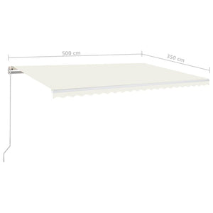 Τέντα Συρόμενη Χειροκίνητη Κρεμ 500x350 εκ. - Pakobazaar