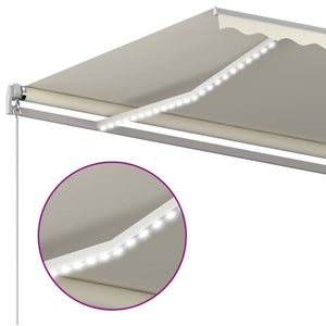 Τέντα Συρόμενη Χειροκίνητη με LED Κρεμ 500 x 350 εκ. - Pakobazaar