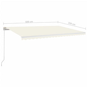 Τέντα Συρόμενη Χειροκίνητη με LED Κρεμ 500 x 350 εκ. - Pakobazaar