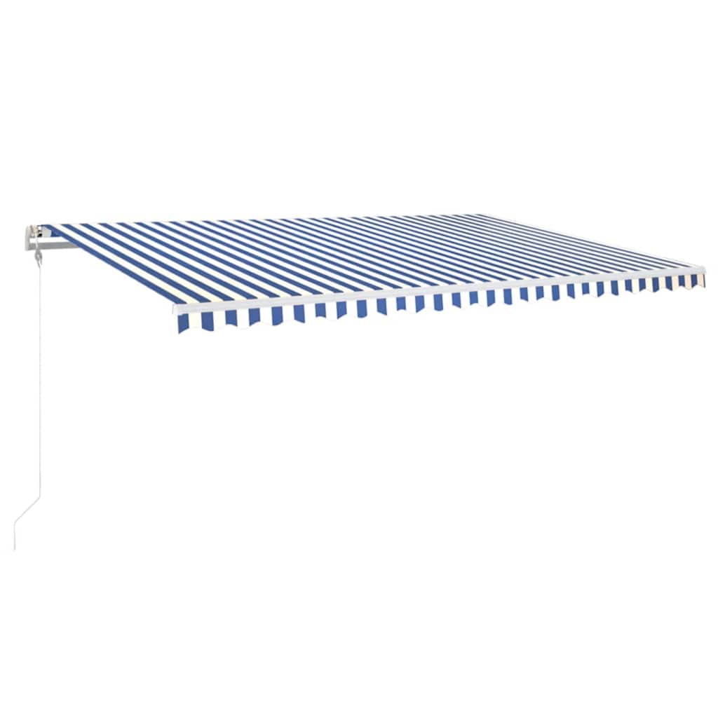 Τέντα Αυτόματη με LED & Αισθ. Ανέμου Μπλε / Λευκό 500x350 εκ. - PAKOBAZAAR