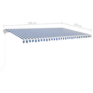 Τέντα Αυτόματη με LED & Αισθ. Ανέμου Μπλε / Λευκό 500x350 εκ.