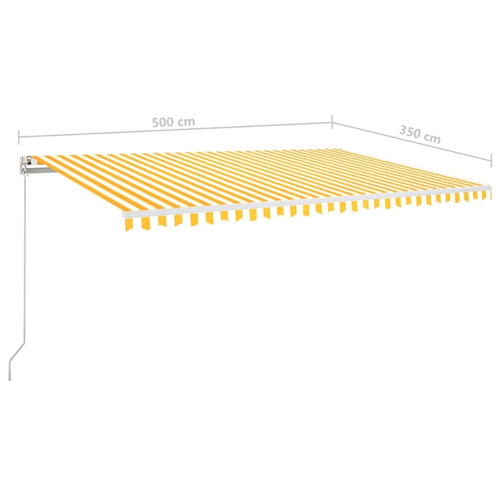 Τέντα Αυτόματη με LED & Αισθ. Ανέμου Κίτρινο/Λευκό 500x350 εκ. - PAKOBAZAAR