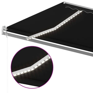 Τέντα Αυτόματη με LED & Αισθητήρα Ανέμου Ανθρακί 500x350 εκ. - Pakobazaar