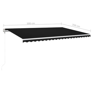 Τέντα Αυτόματη με LED & Αισθητήρα Ανέμου Ανθρακί 500x350 εκ. - Pakobazaar
