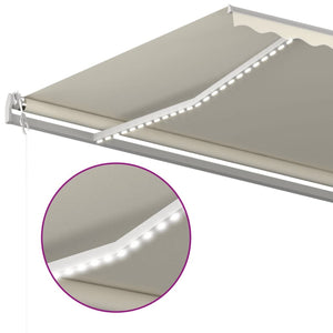 Τέντα Αυτόματη με LED & Αισθητήρα Ανέμου Κρεμ 600x350 εκ.