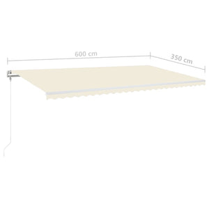 Τέντα Αυτόματη με LED & Αισθητήρα Ανέμου Κρεμ 600x350 εκ.