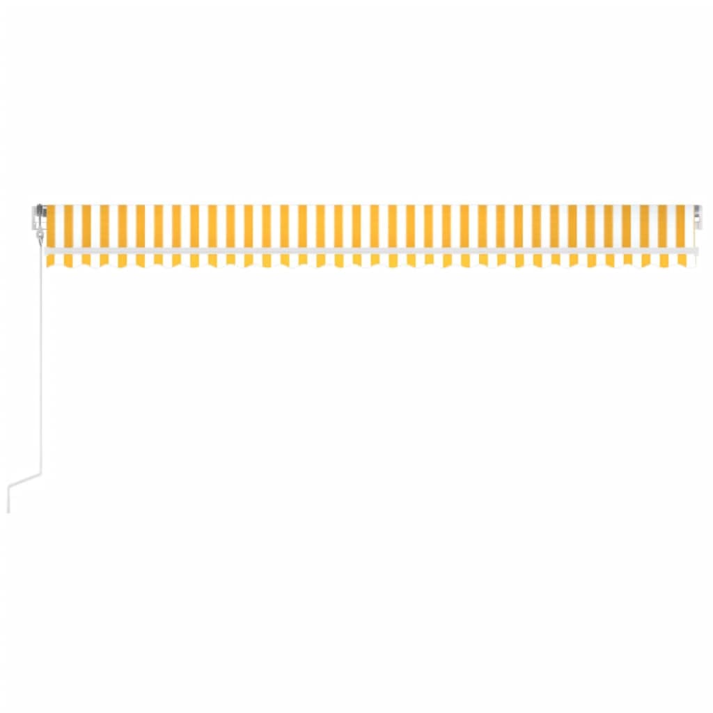 Τέντα Αυτόματη με LED&Αισθητήρα Ανέμου Κίτρινο/Λευκό 600x350εκ. - PAKOBAZAAR