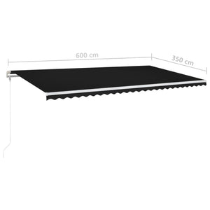 Τέντα Αυτόματη με LED & Αισθητήρα Ανέμου Ανθρακί 600 x 350 εκ.