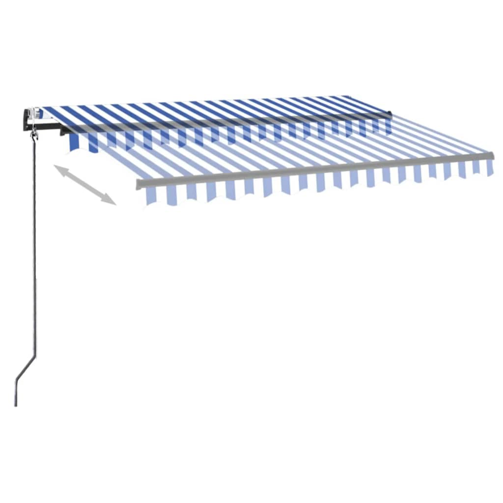 Τέντα Αυτόματη με LED & Αισθητήρα Ανέμου Μπλε/Λευκό 300x250 εκ. - Pakobazaar