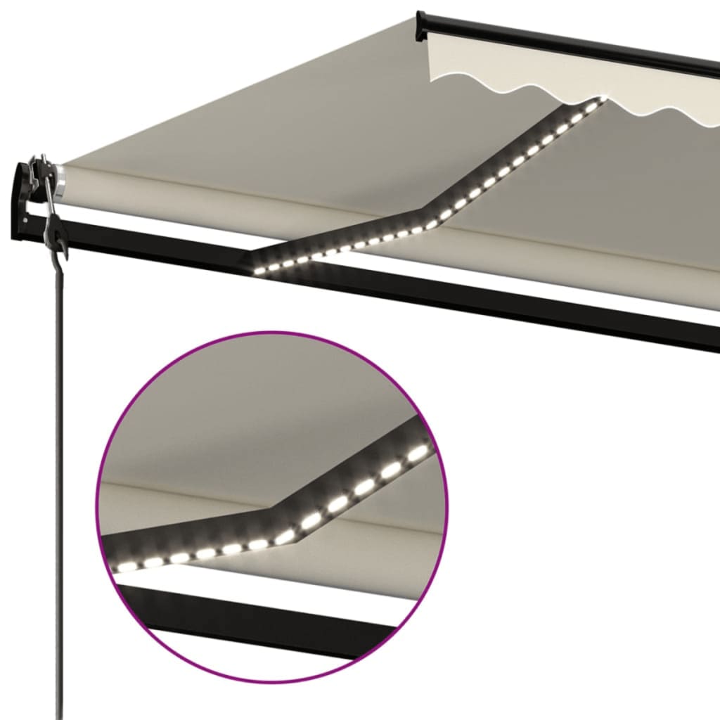 Αυτόματη Τέντα με LED & Αισθητήρα Ανέμου, Κρεμ 300x250 εκ. - Pakobazaar