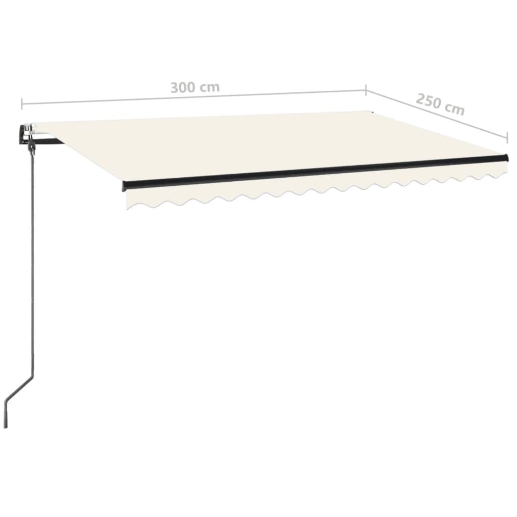 Αυτόματη Τέντα με LED & Αισθητήρα Ανέμου, Κρεμ 300x250 εκ. - Pakobazaar