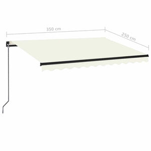 Τέντα Συρόμενη Χειροκίνητη Κρεμ 350 x 250 εκ. - Pakobazaar