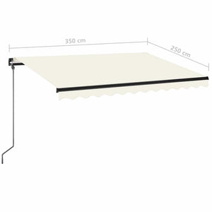 Τέντα Συρόμενη Χειροκίνητη με LED Κρεμ 350 x 250 εκ. - PAKOBAZAAR