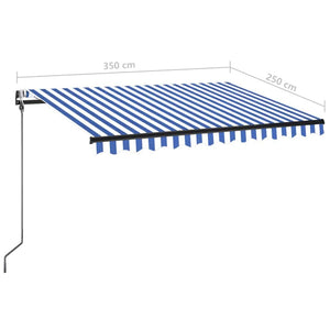 Τέντα Αυτόματη με LED & Αισθητήρα Ανέμου Μπλε/Λευκό 350x250 εκ. - Pakobazaar