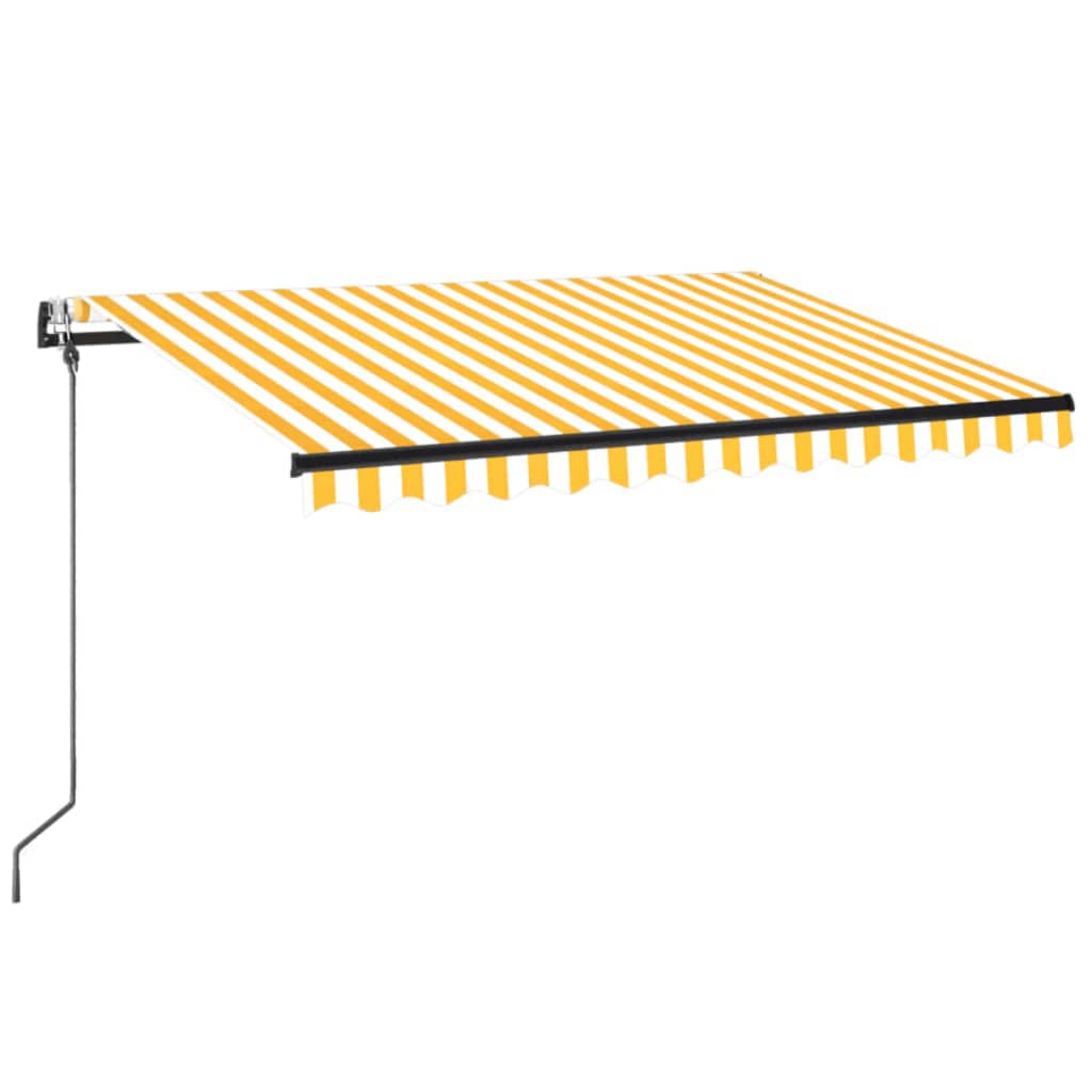 Τέντα Αυτόματη με LED & Αισθ. Ανέμου Κίτρινο/Λευκό 350x250 εκ. - Pakobazaar