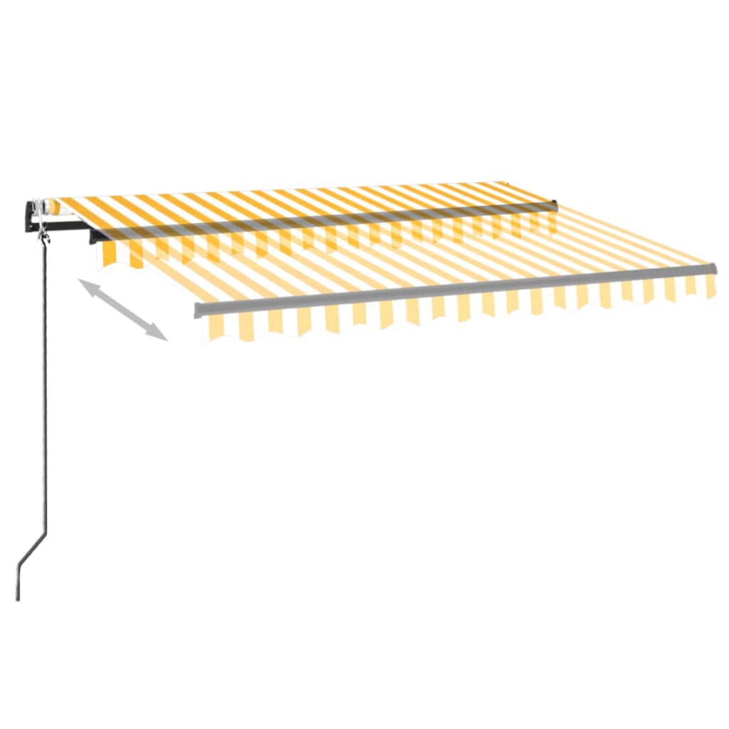 Τέντα Αυτόματη με LED & Αισθ. Ανέμου Κίτρινο/Λευκό 350x250 εκ. - Pakobazaar