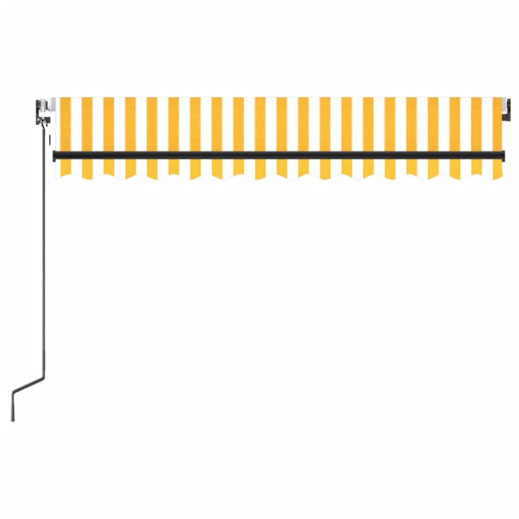 Τέντα Αυτόματη με LED & Αισθ. Ανέμου Κίτρινο/Λευκό 350x250 εκ. - Pakobazaar