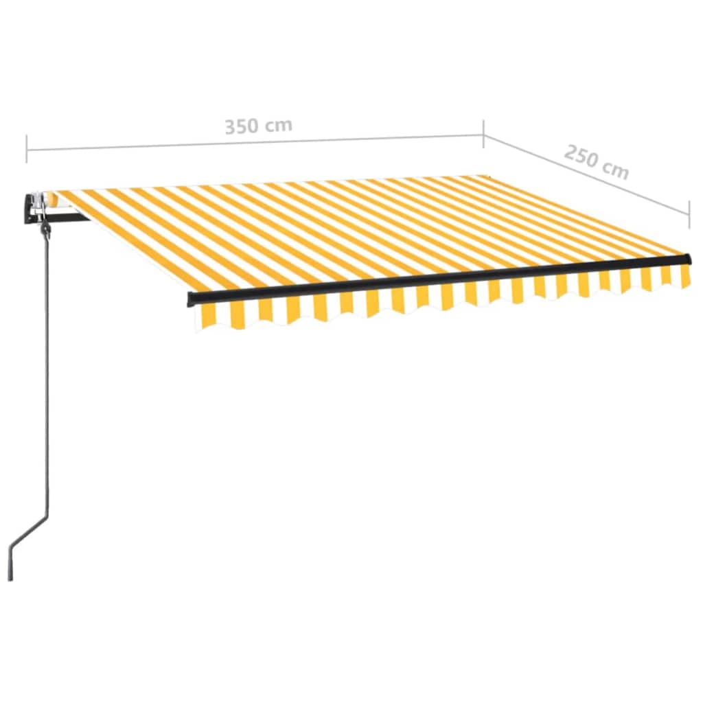 Τέντα Αυτόματη με LED & Αισθ. Ανέμου Κίτρινο/Λευκό 350x250 εκ. - Pakobazaar