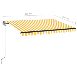 Τέντα Αυτόματη με LED & Αισθ. Ανέμου Κίτρινο/Λευκό 350x250 εκ. - Pakobazaar