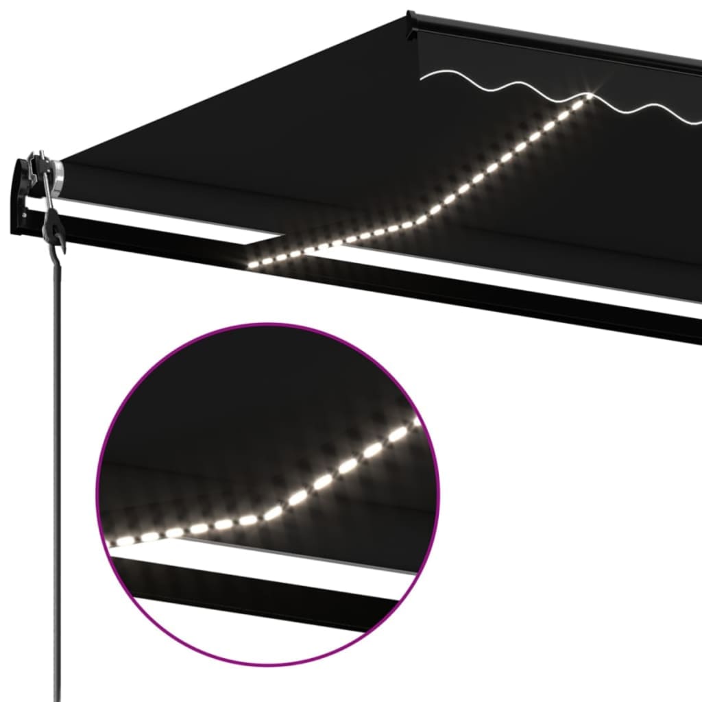 Αυτόματη Τέντα με LED & Αισθητήρα Ανέμου Ανθρακί 350x250 εκ. - Pakobazaar