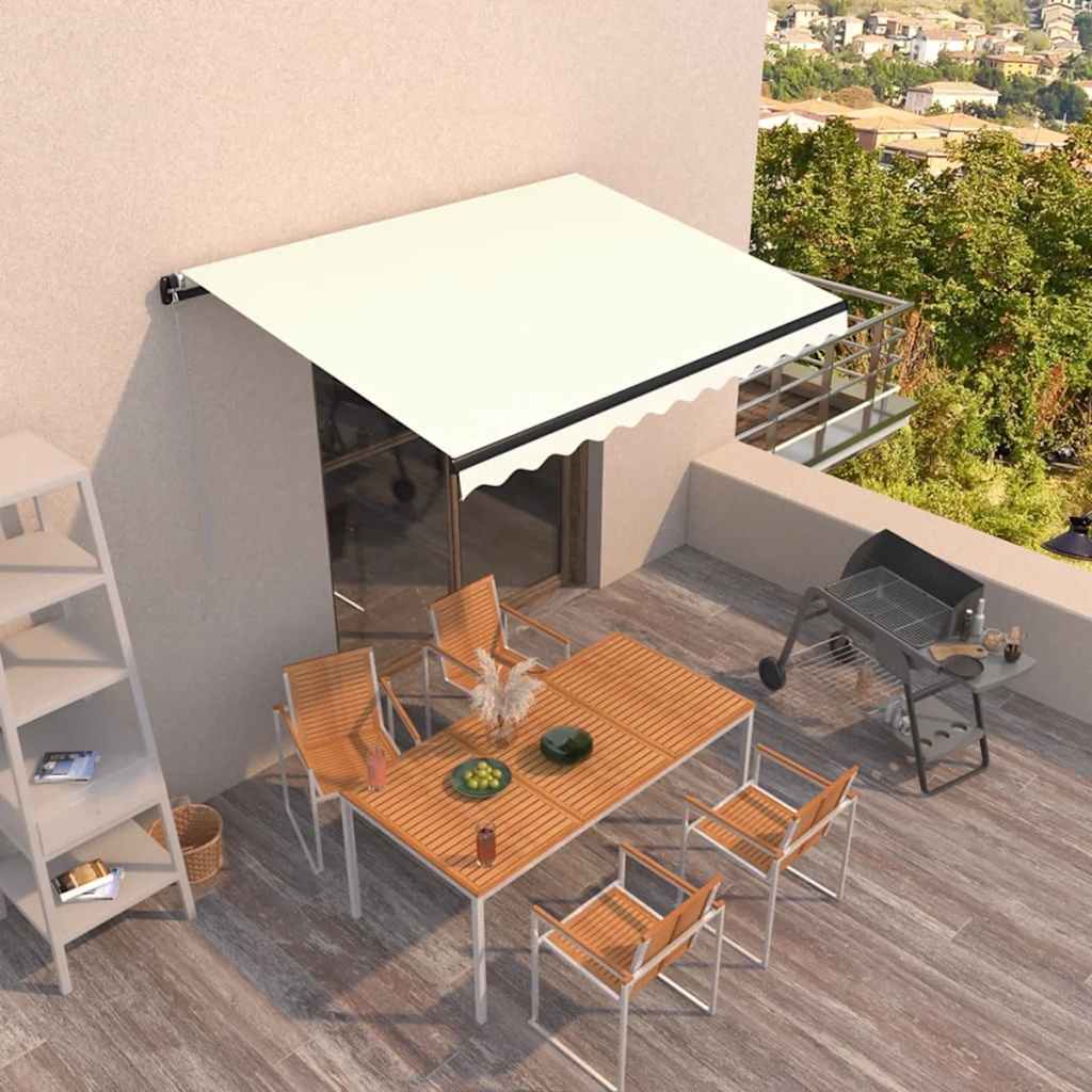 Τέντα Χειροκίνητη Αναδιπλούμενη Κρεμ 400x300 εκ. - Pakobazaar